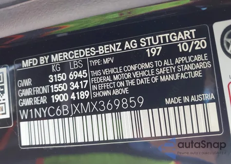 2021 Mercedes-Benz G 550 Suv z USA, uszkodzony, nr VIN W1NYC6BJXMX369859